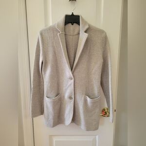 J. Crew Merino Wool Sweater-Blazer Button-Front Cardigan Heather Gray Size XS